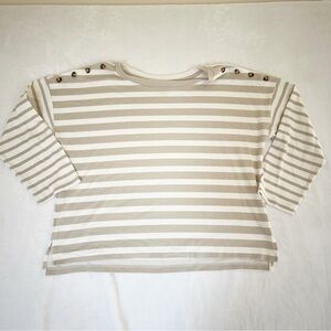 Style & Co Women's Long Sleeve Striped Top XL Button-Trim Shirt